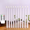 Velas 12 Uds velas LED remotas parpadeantes amarillas, velas cónicas sin llama de plástico, bougie para decoración de cena y fiesta