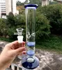 14 inch Blue Glass Water Bong Hookahs Triple Honeycomb Filters Thick Smoking Pipes with Female 18mm Joint