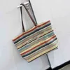 Радужная полоса праздничная ветряная сумочка на пляже одно плечо Большой подмышками модная сумка для покупок Lafite Woven Bag 220614
