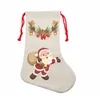Sublimation Christmas Socks Linen Blanks Double Sided Printing Sock Festive Decorations Santa Ornament