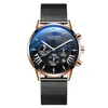 Montres-bracelets 2022 Ultra mince minimaliste cadran bleu montre hommes acier maille montres homme affaires décontracté lumineux quartz bracelet 269U