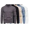 Pull couleur unie mâle serré hommes côtelé manchette rayure couleur unie profondeur pull Streetwear L220801