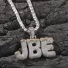 Collares colgantes Cadena de letras de burbuja personalizada Iced Out Nombre Pendent Lab Diamond Cz Inicial Sier Gold Joyería de hip hop personalizada W7390107