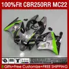 Injectie MC22 250CC voor Honda CBR250 Grijs Zwart Groen CC CBR 250RR 250 RR 90 91 92 93 94 95 1996 1997 1998 1999 131NO.259 CBR250RR 1990 1991 1992 1993 1995 96 97 98 99 Kuip