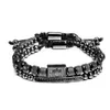 Bracelets de charme 2pcs / Set Bracelet Hommes Perles en acier inoxydable Ensemble d'or Luxe pour CZ Zircon Crown BraceletCharm