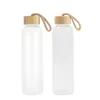 500 مل زجاجة مياه تسامي مع أغطية بامو مجعد زجاجة عصير الزجاج الشفاف