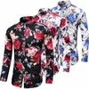 Casual Shirts Fashion Floral Mens Long Sleeve Plus Size S-5XL 6XL 7XL Flower Shirt Men Black White Red Blue ShirtMens2024Business casual comfortable and breathable