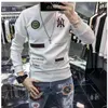 Outono Inverno Moda Novos Hoodies Masculinos Padrão Personalizado Logotipo da Marca Bordado Design Pesado Artesanato Pulôver Estilo Ocidental Slim Jovem Suéter M-4XL