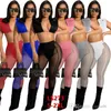 Tracksuits For Women Sexy Mesh 2 Piece Sets Crop Tops Sheer Yoga Pants See Through Leggings Sweatsuits Designer Clothing