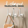 L-Type Utility Hooks Telescopic Arm Punch-Free Pot Lid Roll Paper Holder for Towel Coat Multipurpose Self Adheisve Hangers