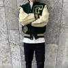 힙합 대표팀 재킷 남성 모피 편지 자수 컬러 블록 대학 재킷 여성하라 주쿠 패션 야구 코트 INS 220324