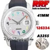 RFF Senaste JH126334 A3255 Automatisk Mens Watch TW126234 EW126233 Diamant Inlay Rainbow Arabisk Ring Stål Iced Out Diamanter Case Gummi Eternity Smycken Klockor