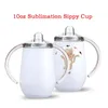 10oz Blanks White Sublimation Sippy Cups Mugs DIY Baby Milk Bottle With Handle Stainless Steel Kids Drinking Tumbler For Gifts FY4287