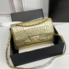 Borse classiche in pelle di vitello alligatore a doppia patta oro / nero / argento GHW Metal Hardware Matelasse Chain Crossbody Dhoulder Pursde Borsa di moda Borsa di lusso