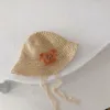 Zomer Strohoed Baby Girl Fashion Lace Bow Beach Kinderen Panama Princess Hat Kids Bear Cartoon Doll Cap
