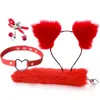 Erotica Anal Toys Cute Fox Tail Plug Cat Ears pannband Set Adult Games Nipple Clip Neck Collar Erotic Cosplay Sex For Women Men 220507