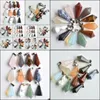 Charms Jewelry Findings Components Rose Quartz Opal Natural Stone Pendum Hexagonal Pyramid Pendants For Necklace Making Drop Delivery 2021