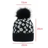 Beanieskull Caps Autumn Winter Leopard Print Knitted Hat Beanie Pom Cap Warm Fashion Bobble Ski Women Crochet Thicken hats 2885438
