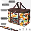 60L Large Capacity Picnic Bag 900D Oxford Cloth Multicolor Printing Adjustable Zipper Handle Shoulder Car Camping Storage Bag Y220524