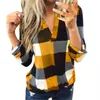 Women's Blouses & Shirts Womail Women Casual Plaid Blouse Long Sleeve V Neck Sexy Shirt Womens Loose Fashion Jacket Top 2022 Autumn Winter