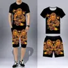 Survêtements pour hommes Costume d'été pour hommes Tiger Print T-shirt à manches courtes Taille élastique Short Jeune et d'âge moyen Casual Two-Pièce SuitM