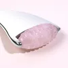 Uso doméstico Logo de beleza Custom Crystal Rose Quartz Face Roller Metal Guasha Ferramentas 2 em 1 Rasper corporal Massageador de aço inoxidável Gua Sha