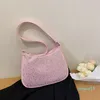 Luxury Half Moon Canvas Underarm Bag Hobo for Women Shoulder Bags Ladies Crossbody Rhinestone Pattern Letters Tote Womens Handbag