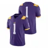 MCEOA3740 125th College Football Jerseys 9 Joe Burrow 3 Odell Beckham Jr. 7 Grant Delpit 1 Kristian Fulton 1チェイスホワイトパープルジャージ