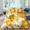 Ensembles de literie Luxe Baroque Art moderne 3D Lion d'or Animal Linge de lit Ensemble Housse de couette 2/3 PCS Simple Double Microfibre CoverBedding