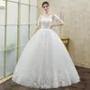 Andra bröllopsklänningar 2022 Vintage O Neck Half Sleeve Dress Lace Brodery Blomma upp Slim Princess Bridal klänning Vestido de Noivaother