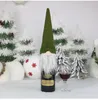 Babbo Natale Pupazzo di neve Set di bambole carino senza volto Decorazioni per feste Coperchio per bottiglia di vino rosso DLH896