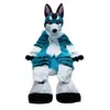 Pelliccia media e lunga All-in-One Husky Fox Mascot Costume Costume da passeggio Halloween Suit Party Role-Playing Cartoon Punt Stussuit # 027