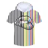 Hommes Cool t-shirt 3D imprimé créatif lèvres rayures couture vêtements homme Spandex à capuche Ts 220623