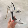 Sandalen 2022 vrouwen kristal zomer mode zwart blauw wit dunne hoge hakken gladiator sexy party prom schoenen