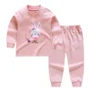 Mudkingdom Boy Girl Pajama Set Cartoon Unicorn Long Sleeve Underwear Elastic Waist Pants Outfits for Kids Clothes Autumn Spring 220706