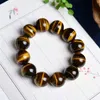 Bangle Tiger Eye Beaded Bracelets 8mm Handmade Reiki Healing Meditation Bangles Elastic Rope Natural Stone FengShui Couple JewelryBangle Ken