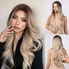 Henry Margu Blonde Platine Ombre Brun Perruque Synthétique pour Femmes Long Ondulé Naturel s Cosplay Partie Moyenne Résistant À La Chaleur 220622