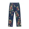 Jeans para hombres High Street pintado a mano floral para hombre recto de gran tamaño retro casual pantalones de mezclilla sueltos lavados rasgados pantalones de jean