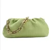 Women Pleated Underarm Shoulder Bag Stripe Gold Chains Totes Versatile Simple Fashion Bag Dumpling Handbag Sac For girls wallets