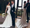 Elegant Off Shoulder Mermaid Soft Satin Wedding Dresses for Women 2022 Sweetheart Lace-Up Backless Bride Gowns Robe De Mariee