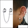 Body Arts No Piercing Chain Dangle Cartilage Earrings Surgical Steel Ear Cuff With Chains Dangling Clip For Men D Topscissors Dhsqr