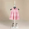 NIEUWE mode 0-5Y KIDS GIRLEN GROED PERID SHIRT JURK Spring zomer Babykleding Mouwloze reversjurk met knoop Kids Outfits G220506