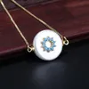 Charm Bracelets Deep Blue Mint White Fuchsia Snowflake Flower Wreath Coin Pearl Beads Connector Thin Gold Link For WomanCharm