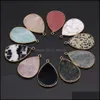 Charms Jewelry Findings Components Waterdrop Healing Labradorite Semi-Precious Stone Turquoise Bed Wooden Quartz Crys Dhqv3