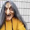Party Masks Scary Old Witch Mask Latex with Hair Halloween Fancy Dress Grimace Costume Cosplay Props Adult One size 230206