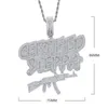 Chaînes Iced Out Bling CZ Gun Pendentif Collier Cubique Zircone Lettre Certifié Steppa Colliers Hommes Mode Hip Hop BijouxChains C222o