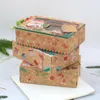 Boîtes à biscuits de Noël enveloppants krafts Boîte en papier grand bonbons PVC Fenêtre Biscuit Gingerbread Boxgift