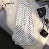 Syiwidii Shirring Fessura laterale Gonne da donna Stampa a pois Bianco Vita alta posteriore Fascia elastica Elegante gonna longuette da donna 220505