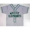 Xflsp Männer DENVER WHITE ELEPHANTS BUTTON-DOWN JERSEY NEGRO LEAGUE GRAU Alle genähten, genähten, hochwertigen Vintage-Trikots