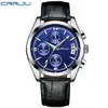 2022 CRRJU Men Military Watches Male Black dial Business quartz watch Men's Leather Strap Waterproof Clock Date Multifunction Wristwatches montre de luxe